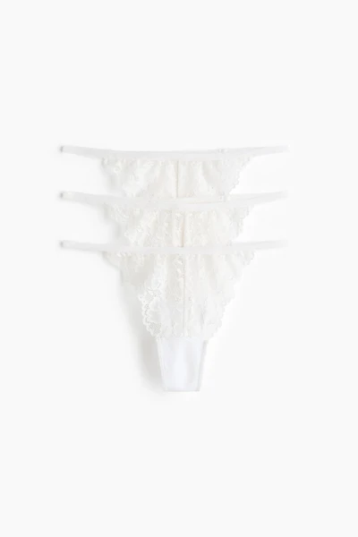 Lot de 3 culottes ficelles Tanga en dentelle