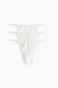 Lot de 3 culottes ficelles Tanga en dentelle