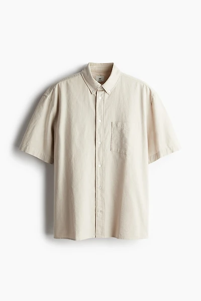 Loose Fit Short-Sleeved Oxford Shirt