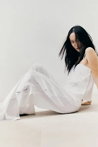 Wide-Leg Pants with Eyelet Embroidery