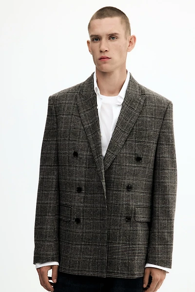 Veste croisée classique en laine mélangée