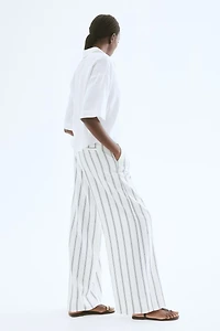 Wide-Leg Linen-Blend Pants