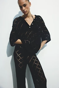 Crochet-Look Pants