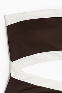 Padded-Cup Bandeau Swimsuit with Cutout