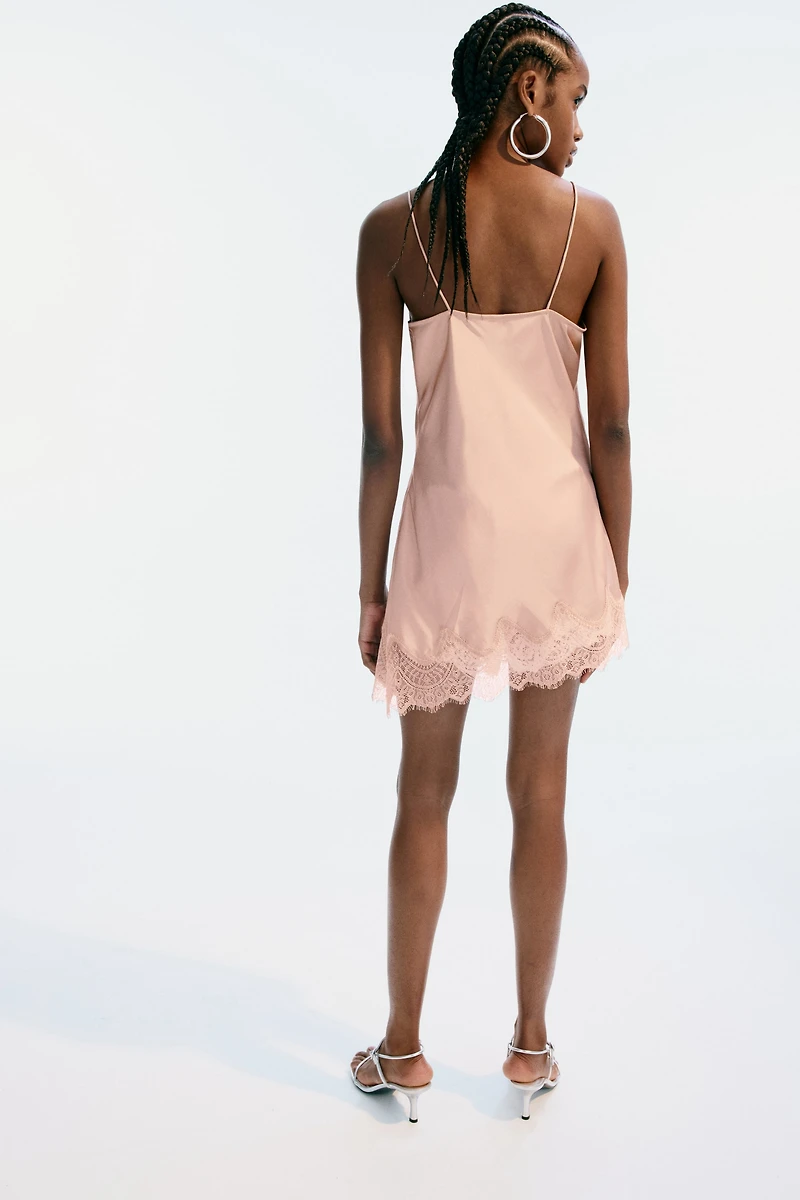 Lace-Trimmed Satin Camisole Top