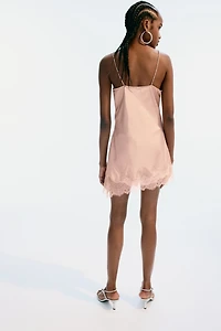 Lace-Trimmed Satin Camisole Top