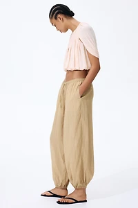 Crinkled Balloon-Leg Pants