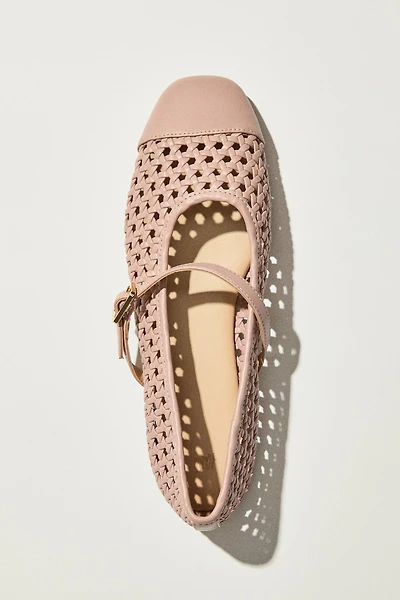 Lattice-Weave Mary Jane Flats
