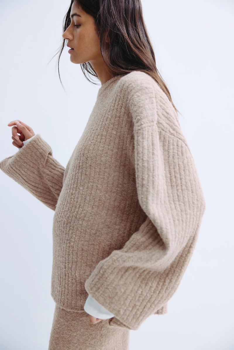 Rib-Knit Wool-Blend Sweater
