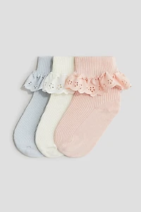3-pack Socks with Overlocked Foldover Cuffs