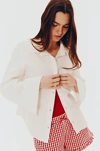 Chemise froncée en lin mélangé