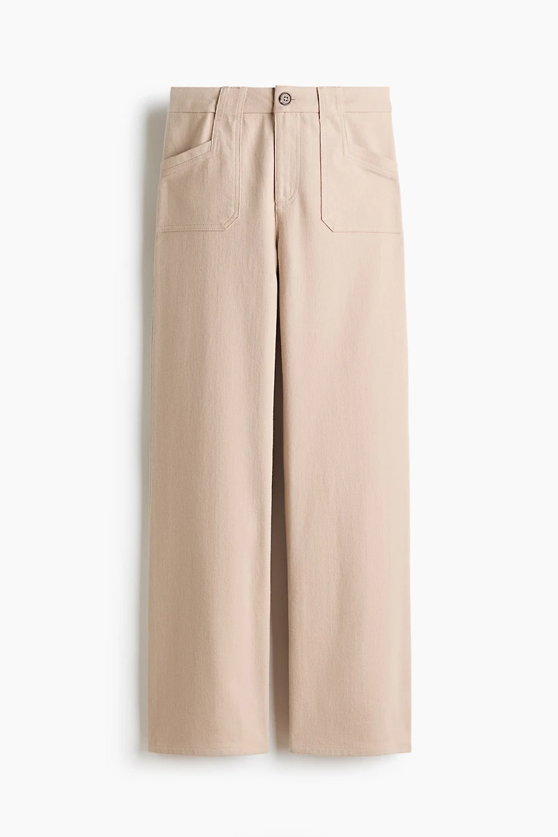 Wide-Leg Twill Pants