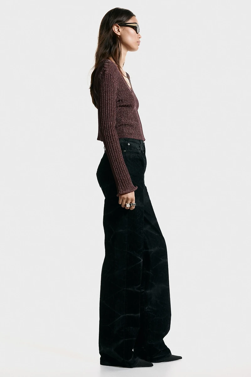 Glittery Rib-Knit Top