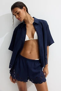 Shorts with Eyelet Embroidery