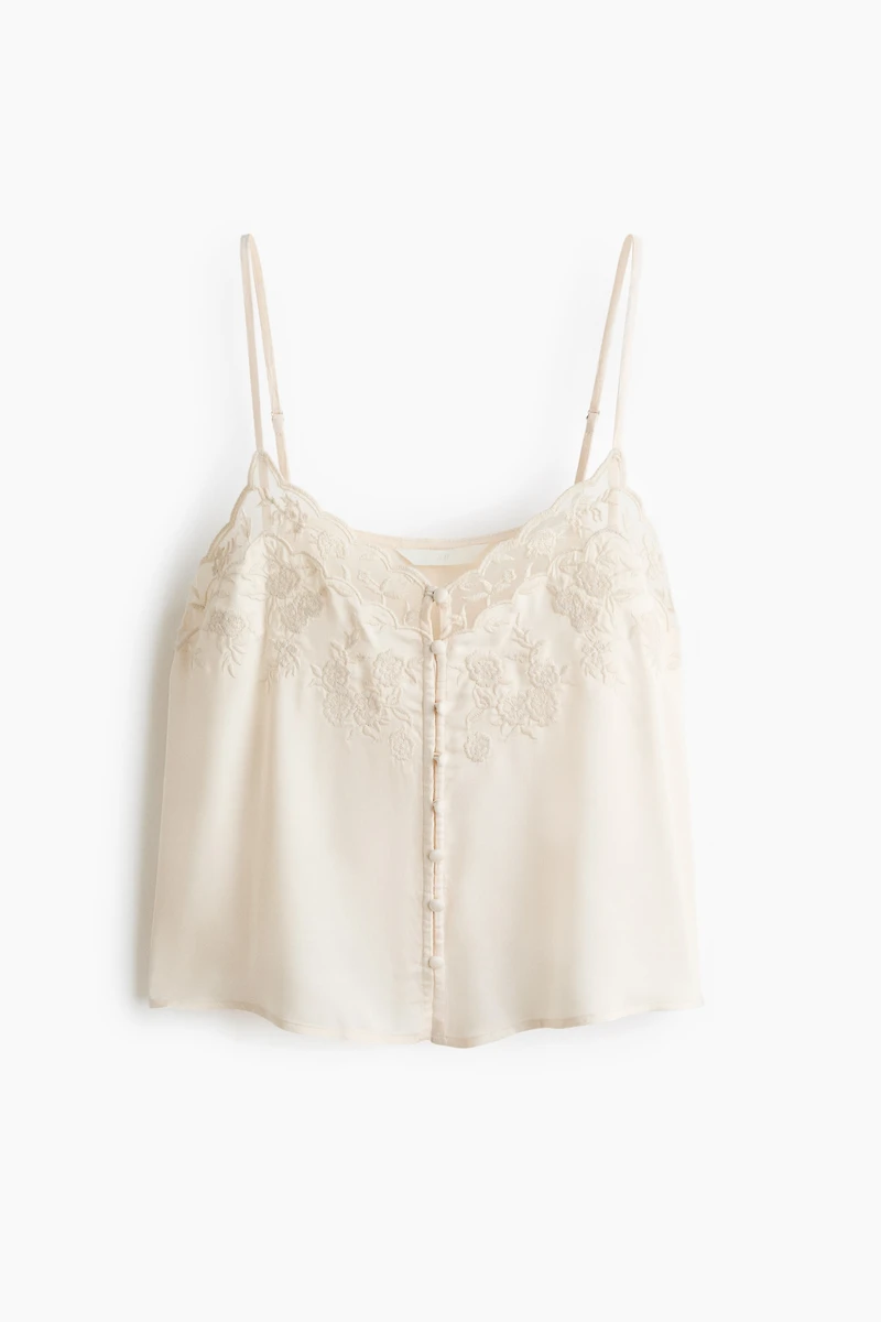 Embroidered-Detail Viscose Top