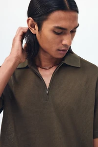 Regular-Fit Open-Knit Polo Shirt