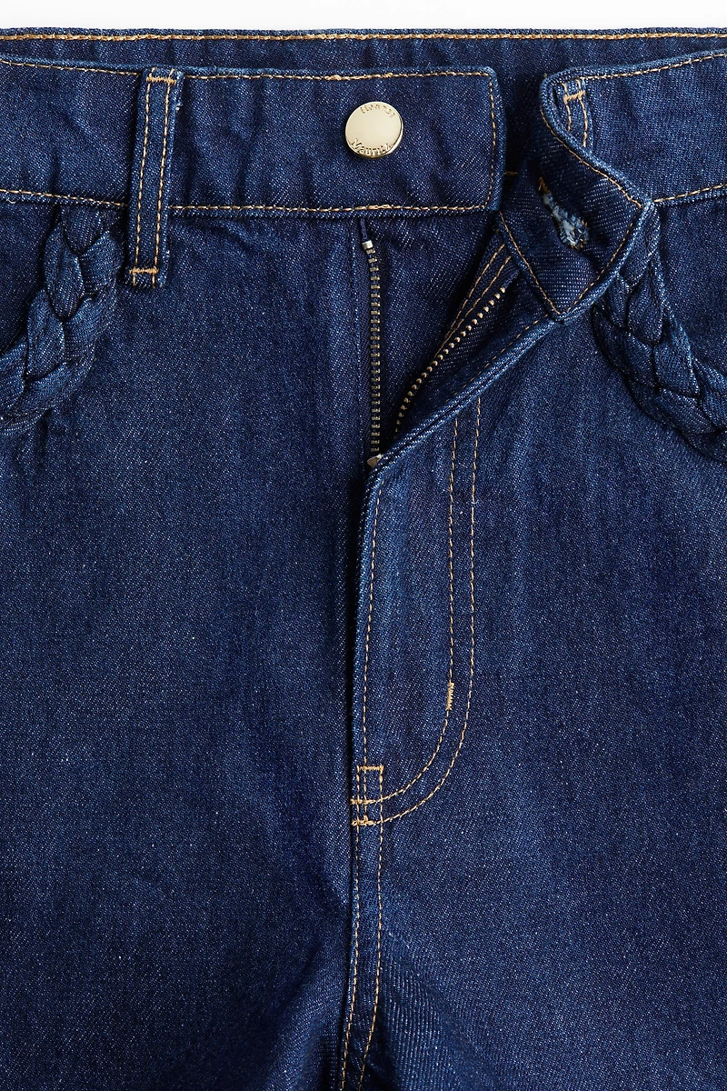 Braided-Trim Denim Shorts