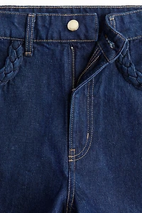 Braided-Trim Denim Shorts