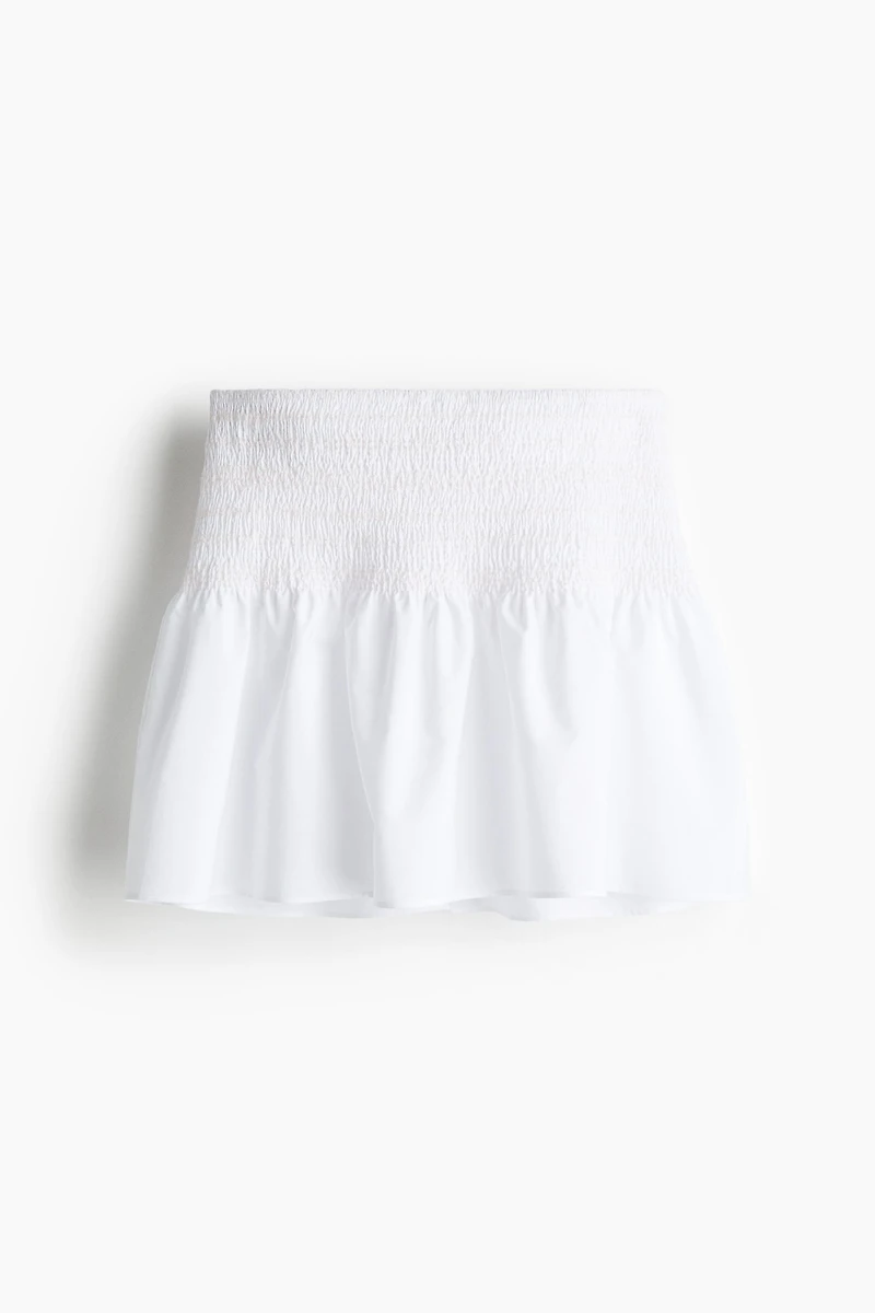 Smocked Cotton Poplin Skirt