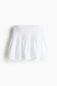 Smocked Cotton Poplin Skirt