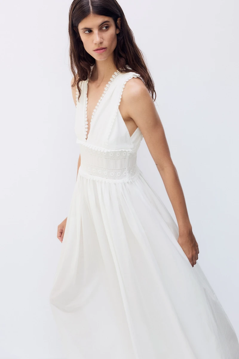 Robe d'allaitement MAMA en coton avec dentelle
