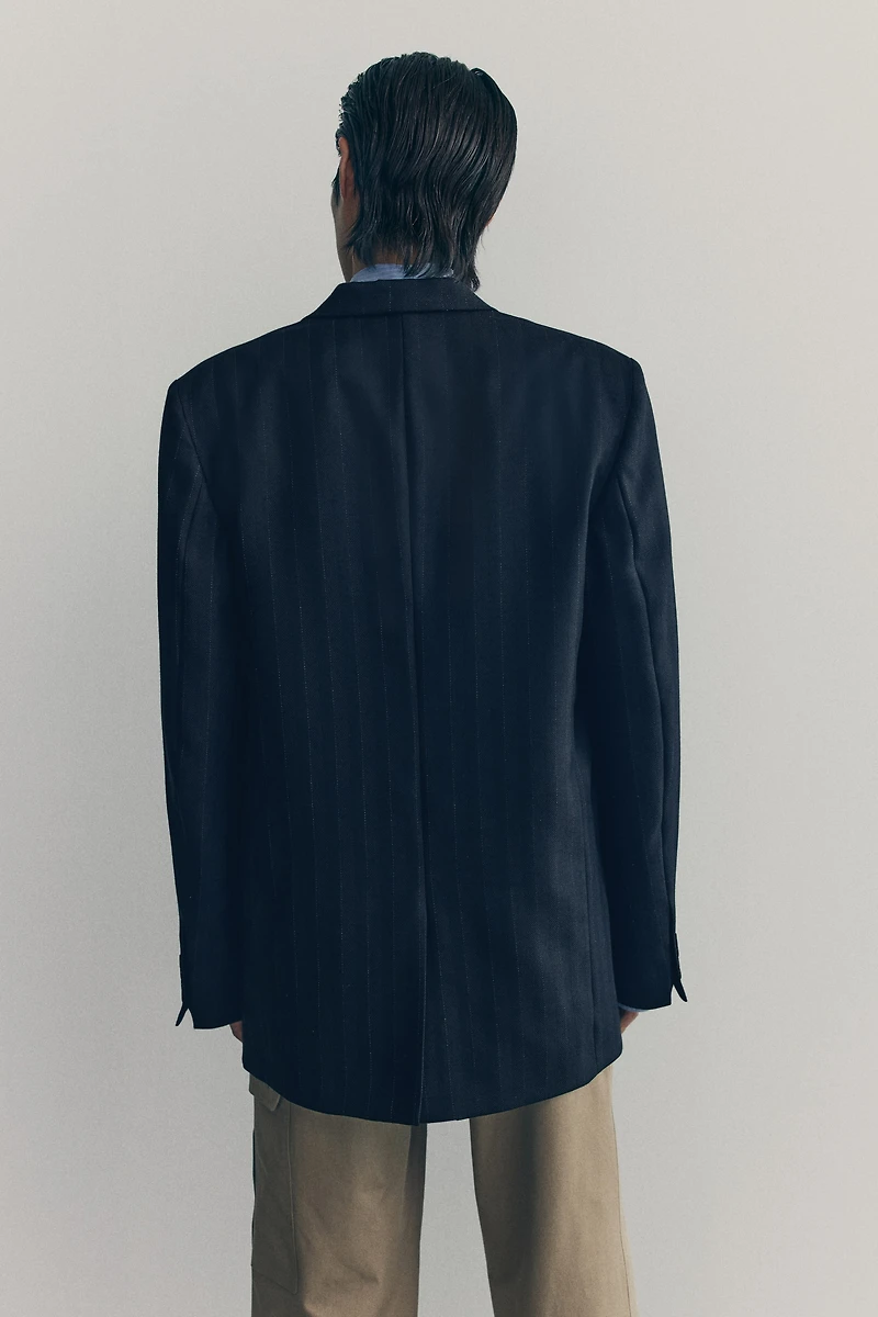 Long Single-Breasted Wool Jacket