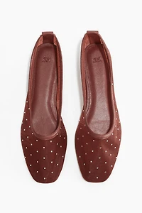 Rhinestone-Embellished Ballet Flats