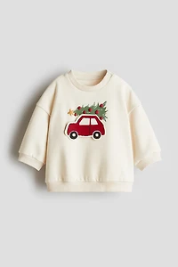 Motif-Detail Brushed-Inside Sweatshirt