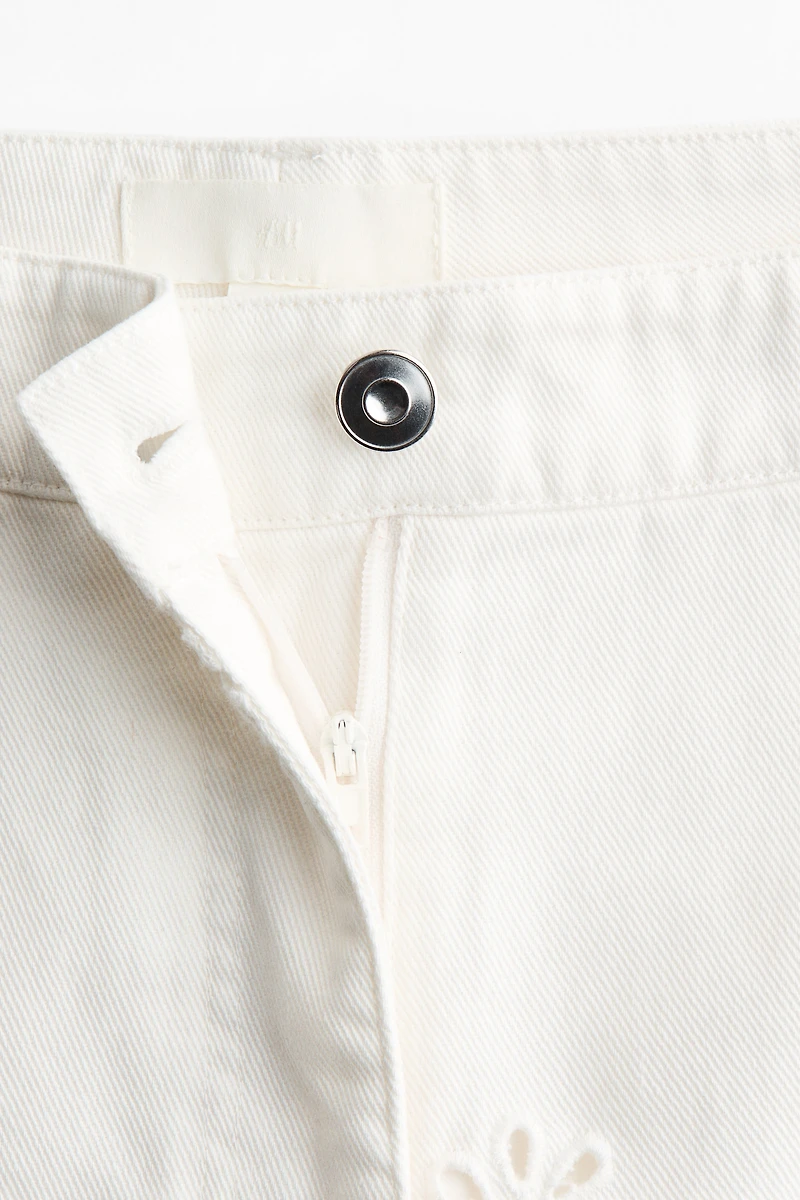 Eyelet-Embroidered Twill Pants