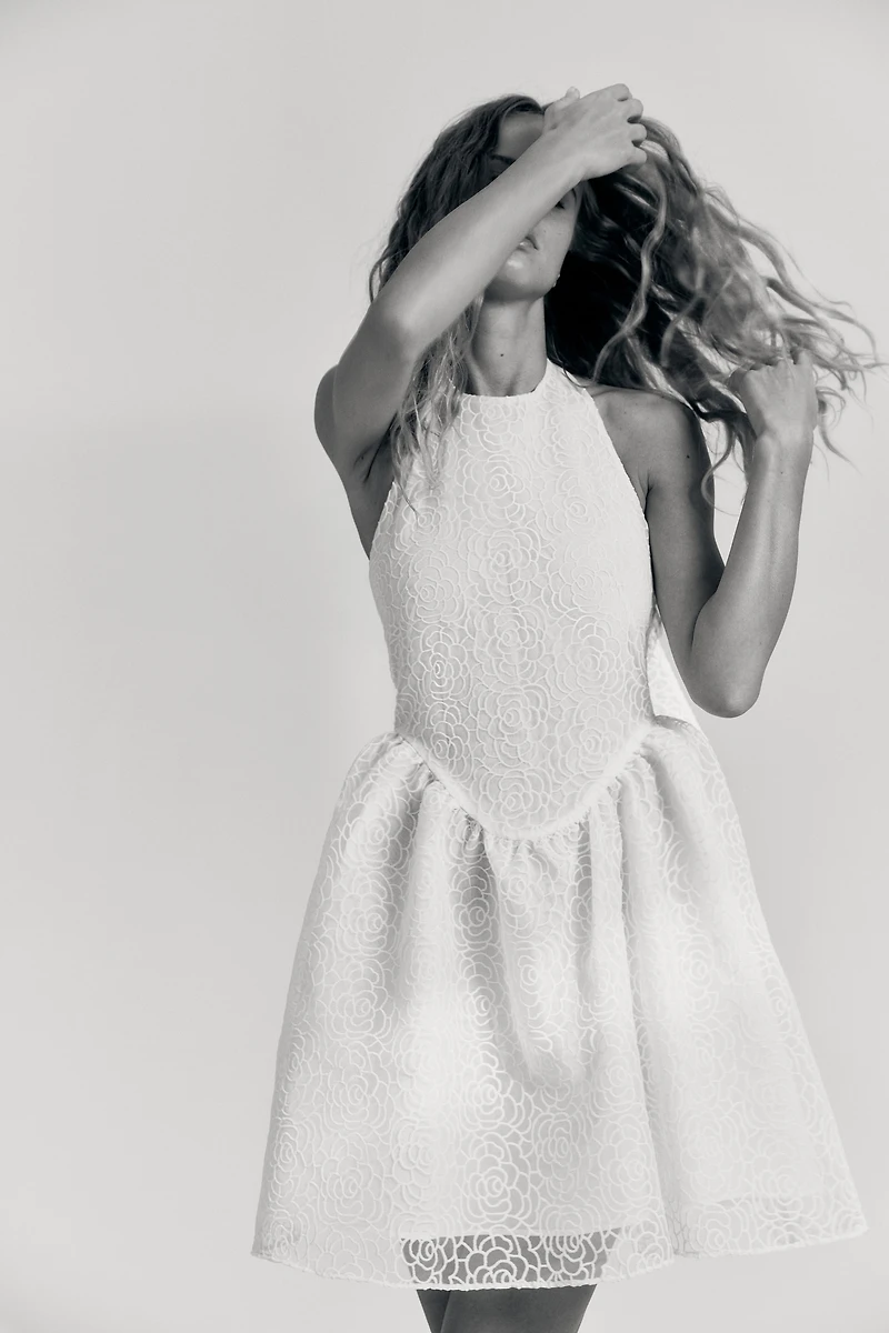 Embroidered Halterneck Dress