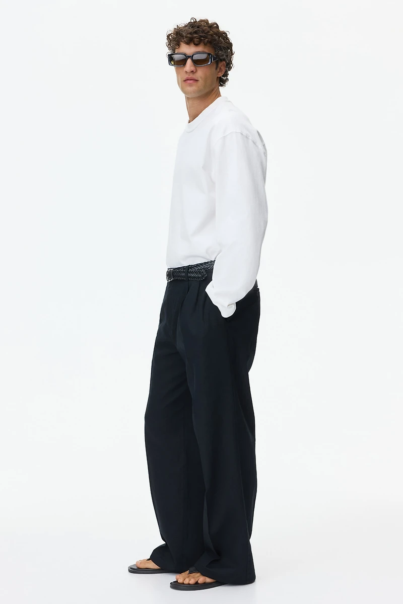 Loose-Fit Linen-Blend Pants