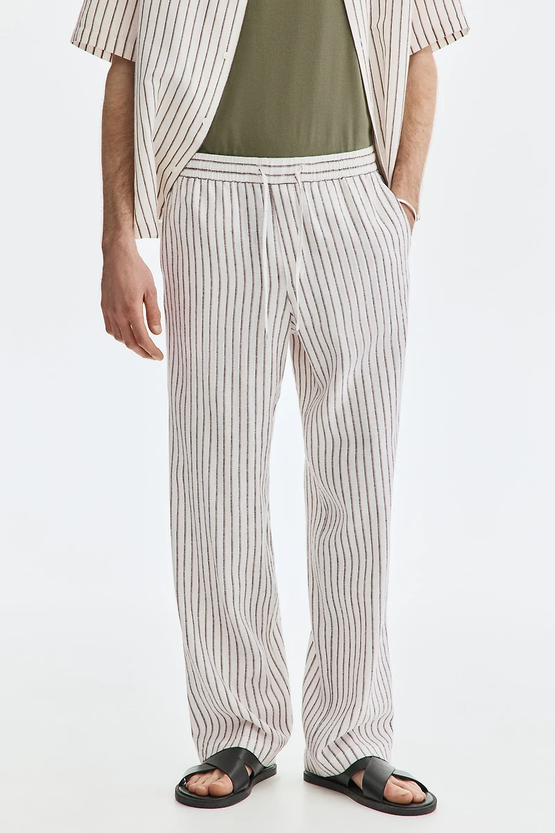 Relaxed-Fit Linen-Blend Pants