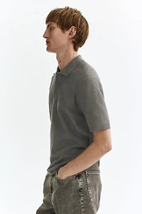 Regular Fit Textured-Knit Polo Shirt