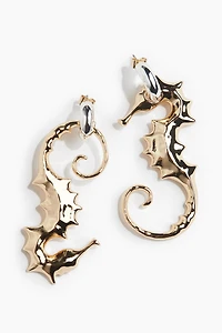 Seahorse-Pendant Earrings