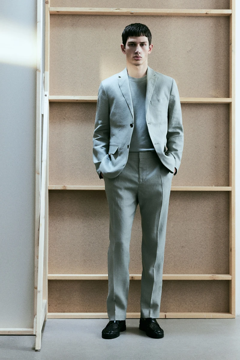 Slim-Fit Linen Suit Pants