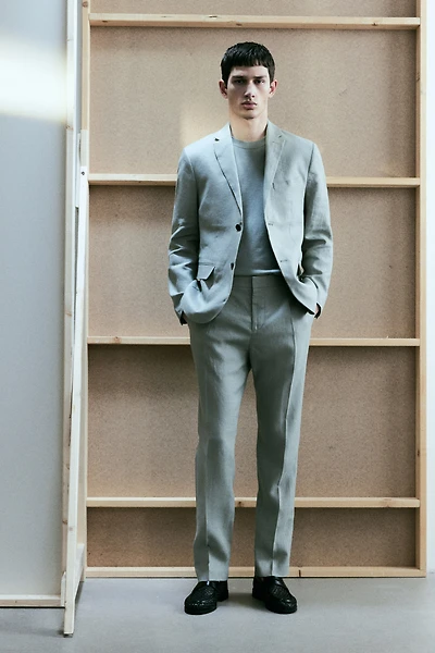 Slim-Fit Linen Suit Pants