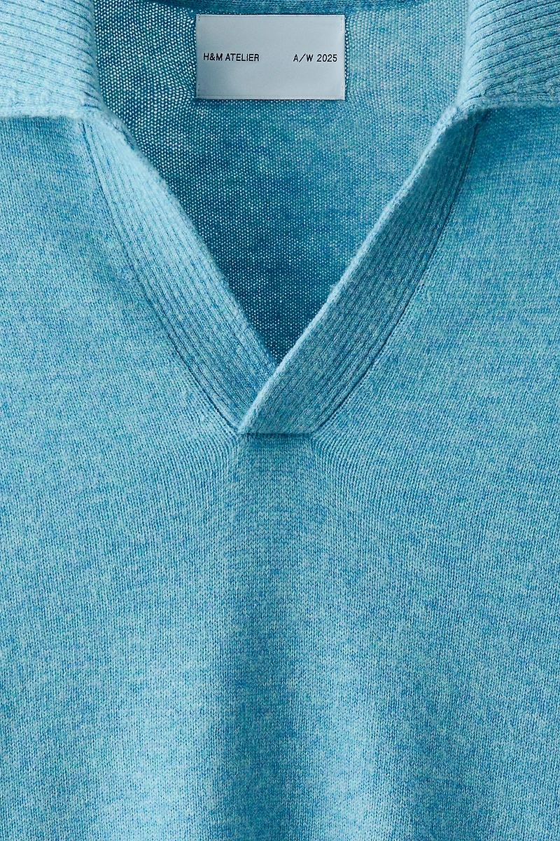 Chandail style polo en laine mélangée
