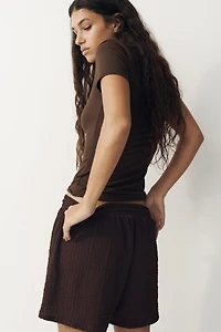 Textured Jersey Drawstring Shorts