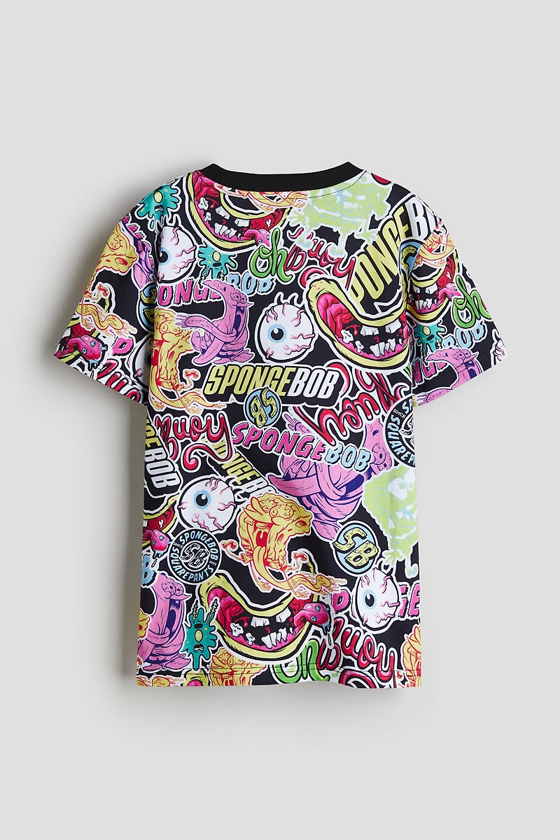 Cotton T-Shirt with Printed Motif