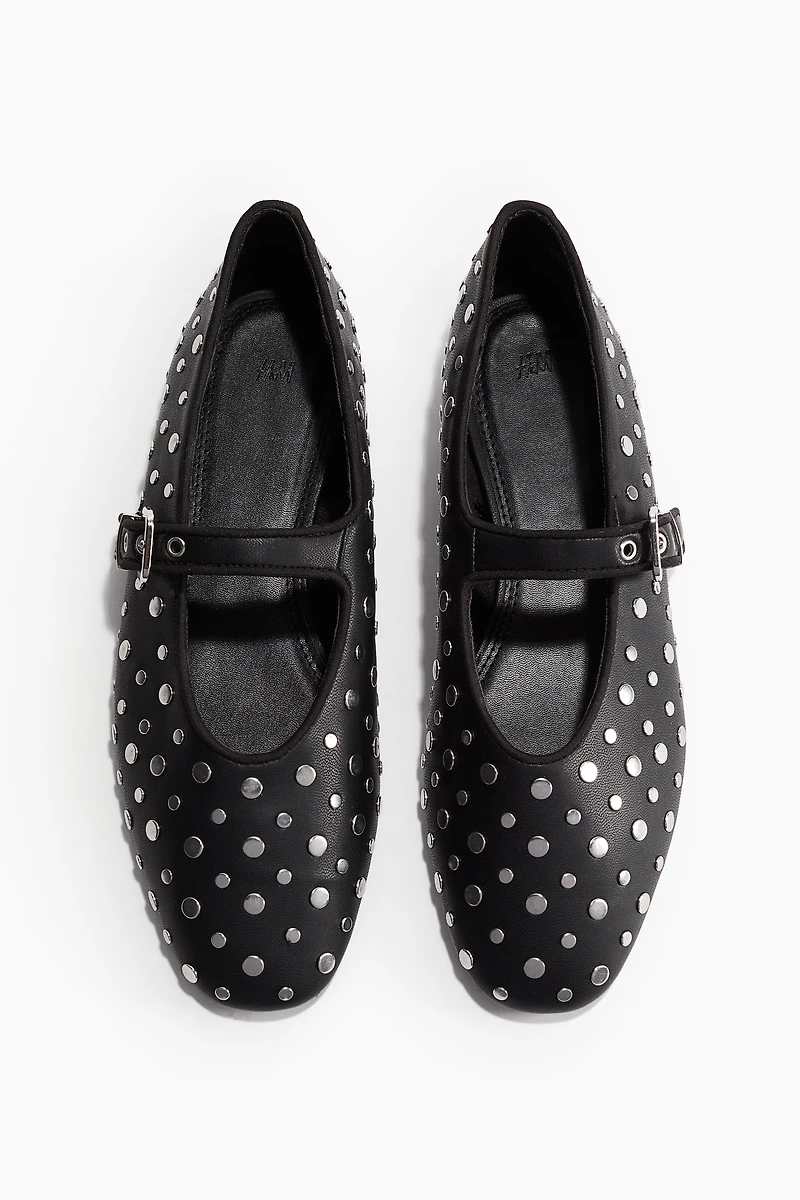 Studded Mary Jane Ballet Flats