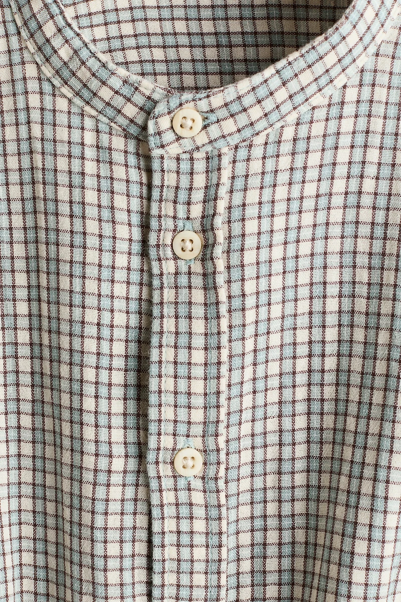 Cotton Band-Collar Shirt
