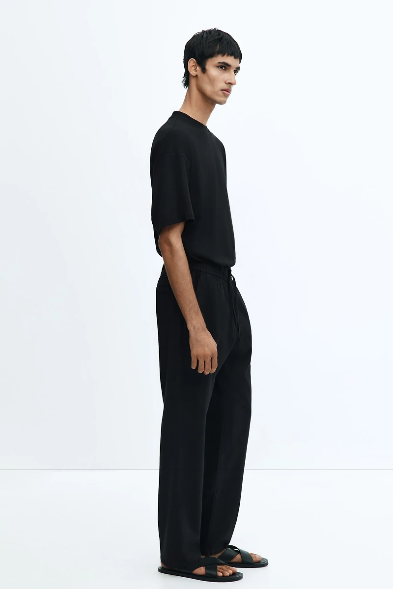 Regular-Fit Linen-Blend Pants