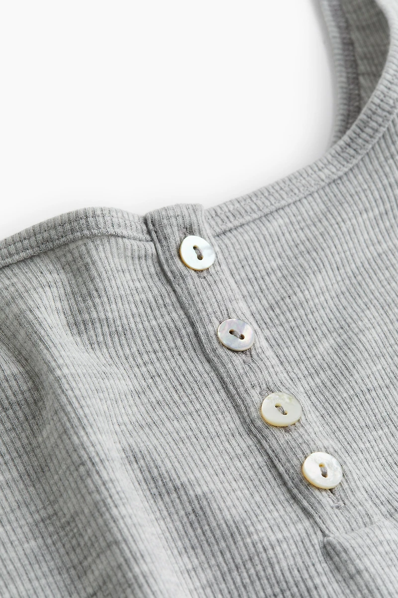 Ribbed Button-top Tank Top