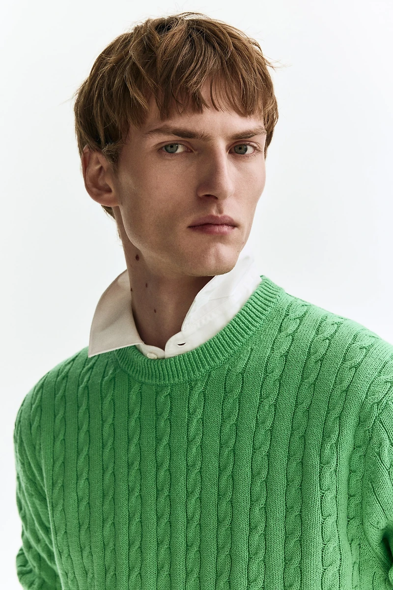 Regular-Fit Cable-Knit Sweater