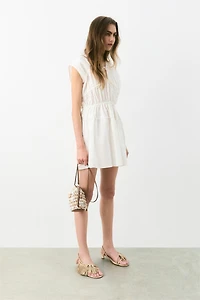 Drawstring-Detail Poplin Dress