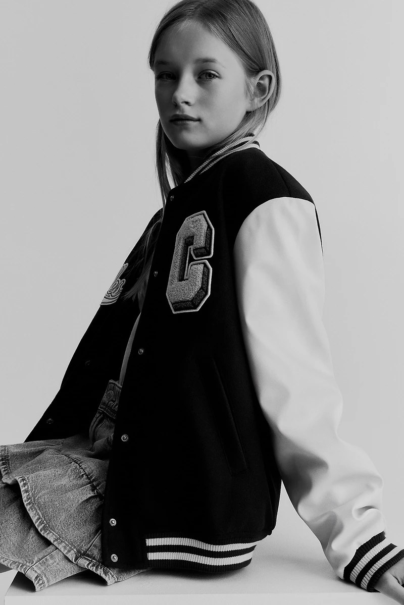 Appliquéd Baseball Jacket