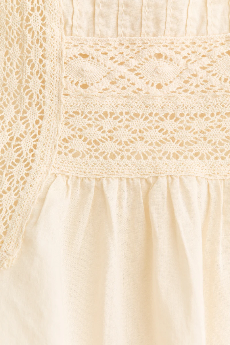 Lace-Inset Cotton Blouse