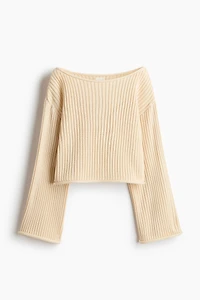 Rib-Knit Boat-Neck Sweater
