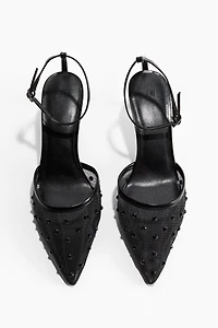 Rhinestone-Embellished Mesh Pumps