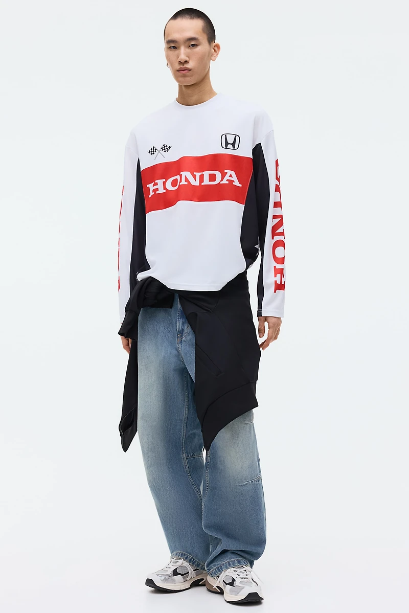 Oversized Long-Sleeved Mesh Shirt